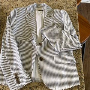 Cotton blazer navy blue and bright white